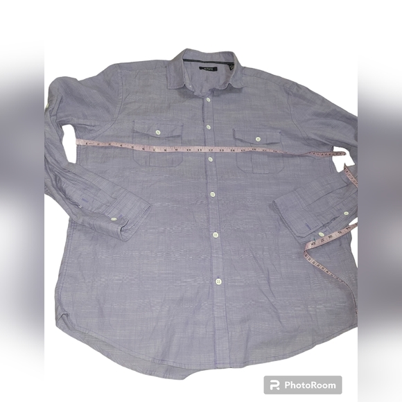 Alfani Men's roll up sleeve regular fit large cotton blend button down shirt - Picture 2 of 6